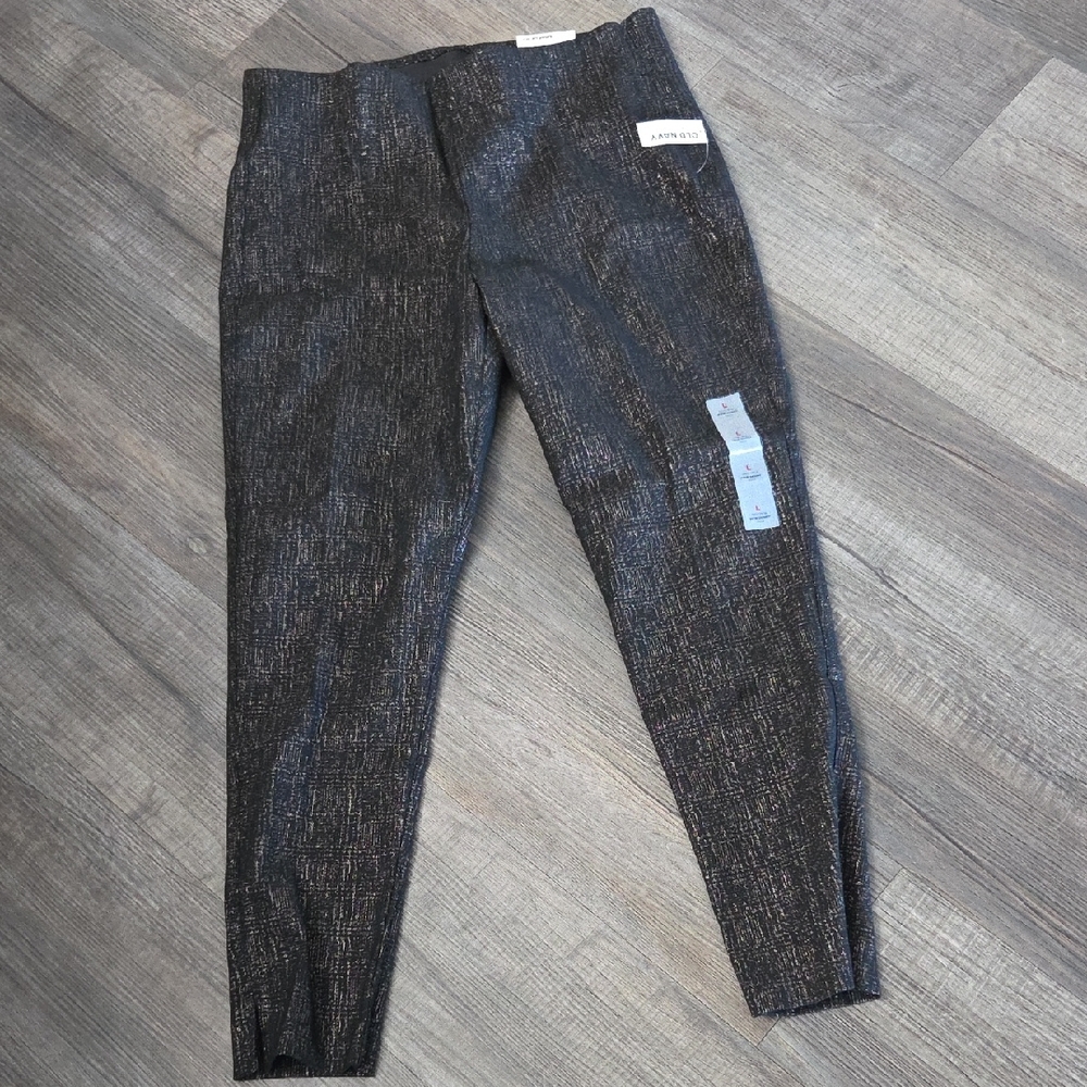 Old Navy Black and Gold High-Rise Pixie Skinny Leggings